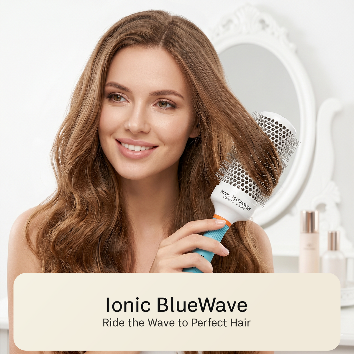 LEPL Ionic BlueWave Professional Round Hair Brush, 53mm, Blue & White