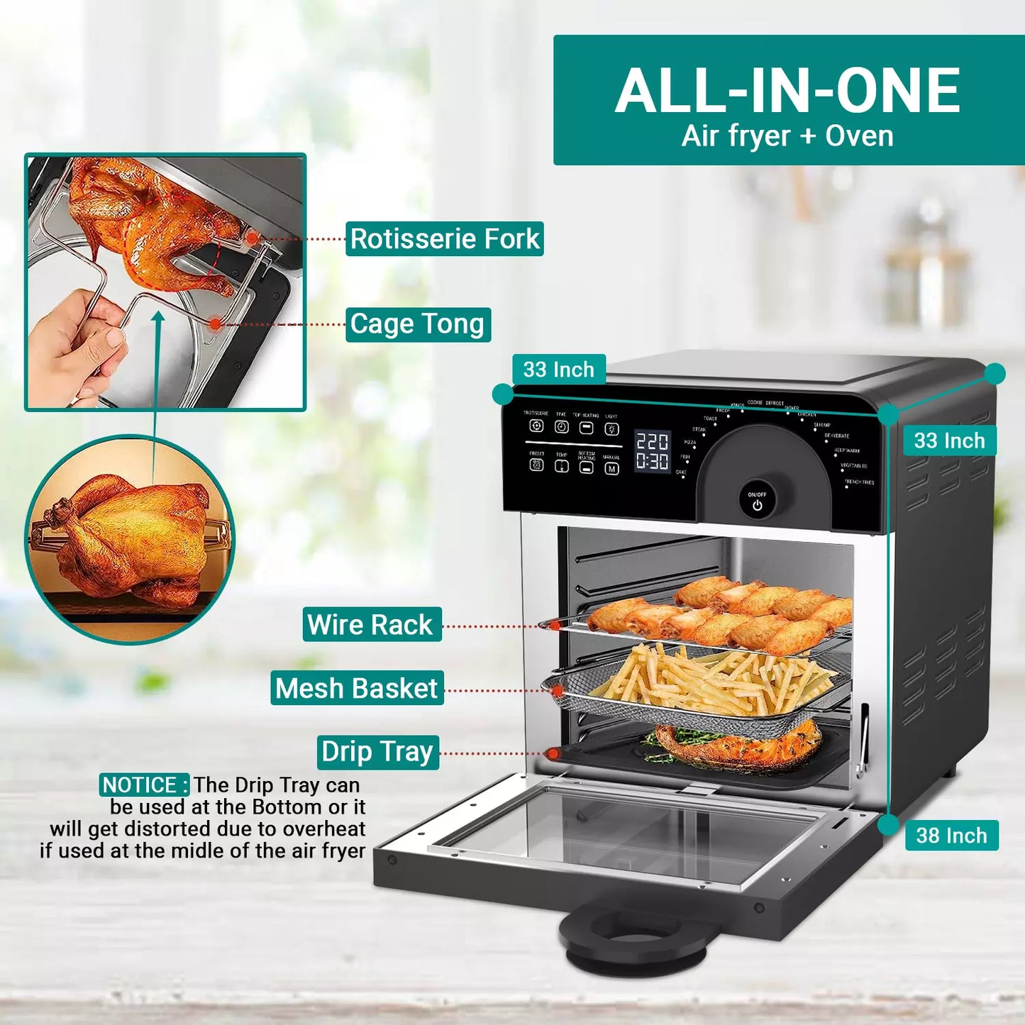 LEPL LAF526 Crispify Air Fryer Oven 14 L,1700 W, 16 Preset Programs| Roast, Dehydrate, Bake,Fry, Rotisserie, Grill, Convection | Touch, Digital display, Rapid Air Tech, Temp &Timer Control,1 Year Warranty
