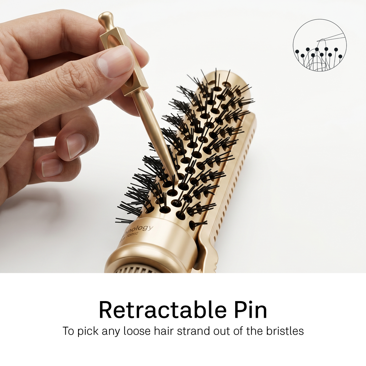 LEPL Pro Hold 4-Piece Round Hair Brush Set with Handheld Detangle Clip, Blush Gold