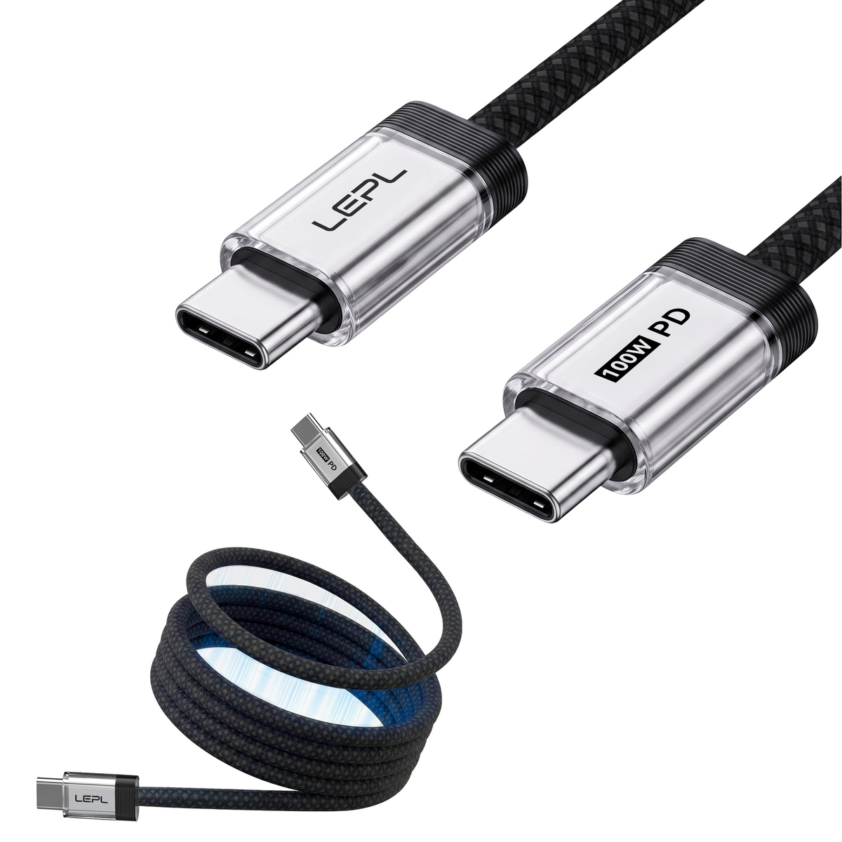 LEPL Mag CC12 100W USB Type-C to Type-C Charging Data Cable, 1.2 Meter, Black