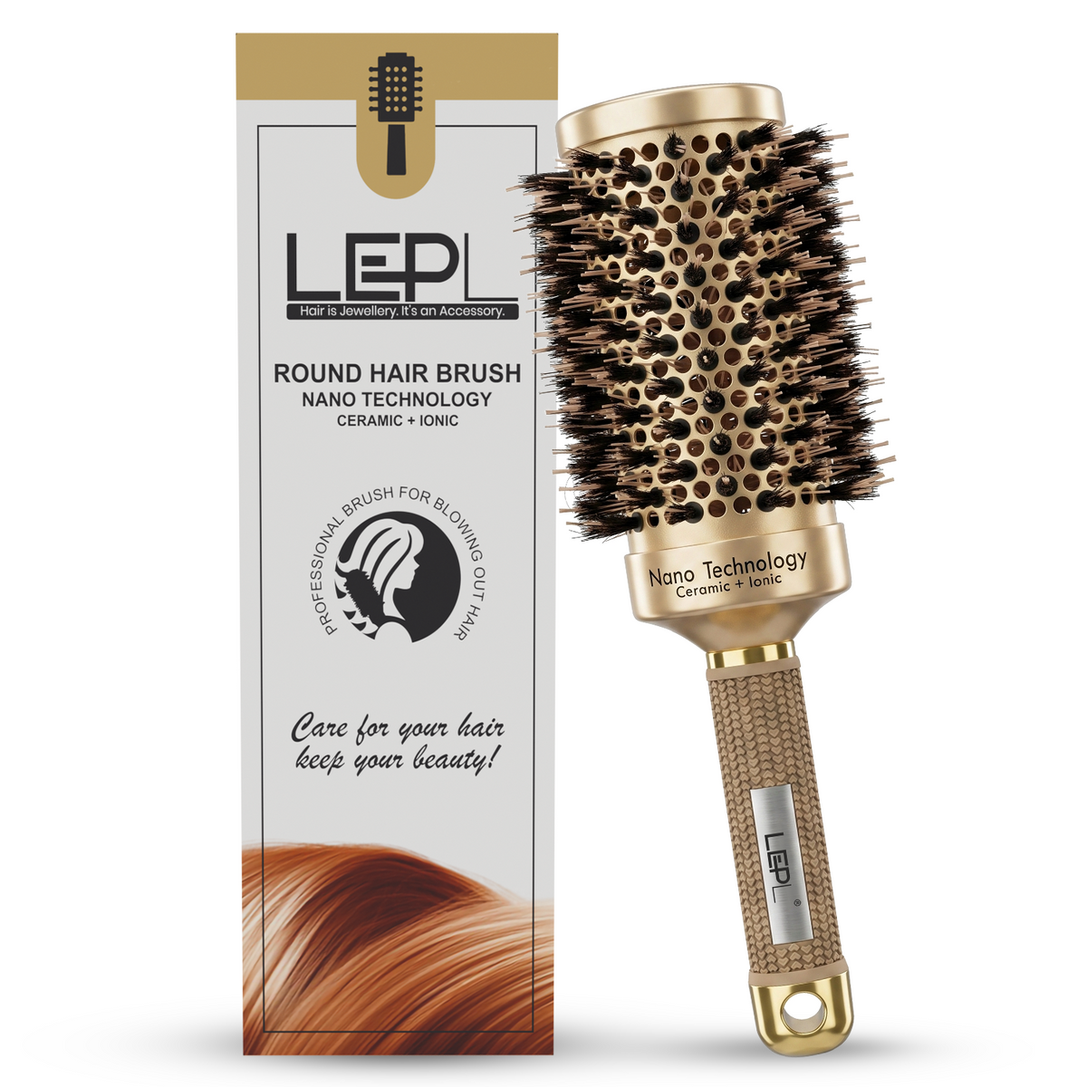 LEPL GoldFusion 53mm Professional Round Hair Brush, Blush Gold