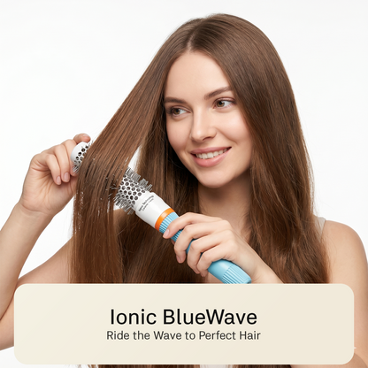 LEPL Ionic BlueWave Professional Round Hair Brush, 19mm, Blue & White