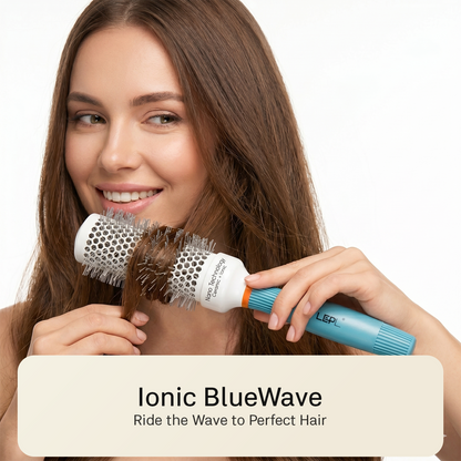 LEPL Ionic BlueWave Professional Round Hair Brush, 32mm, Blue & White