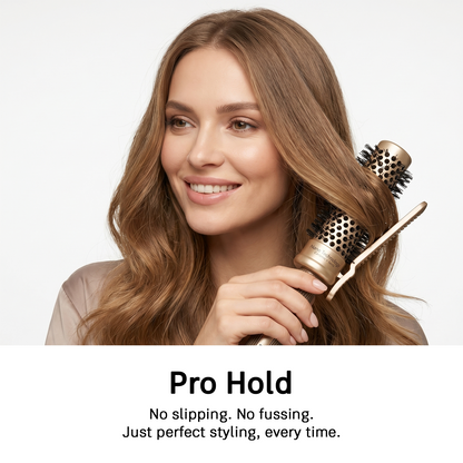 LEPL Pro Hold 32mm Round Hair Brush with Handheld Detangle Clip, Blush Gold