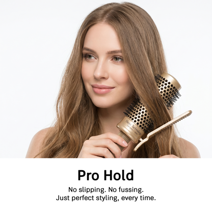 LEPL Pro Hold 45mm Round Hair Brush with Handheld Detangle Clip, Blush Gold