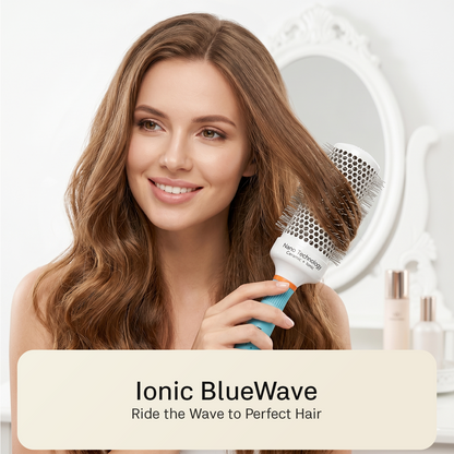 LEPL Ionic BlueWave Professional Round Hair Brush, 53mm, Blue & White