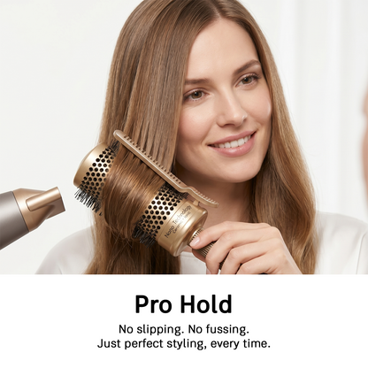 LEPL Pro Hold 53mm Round Hair Brush with Handheld Detangle Clip, Blush Gold