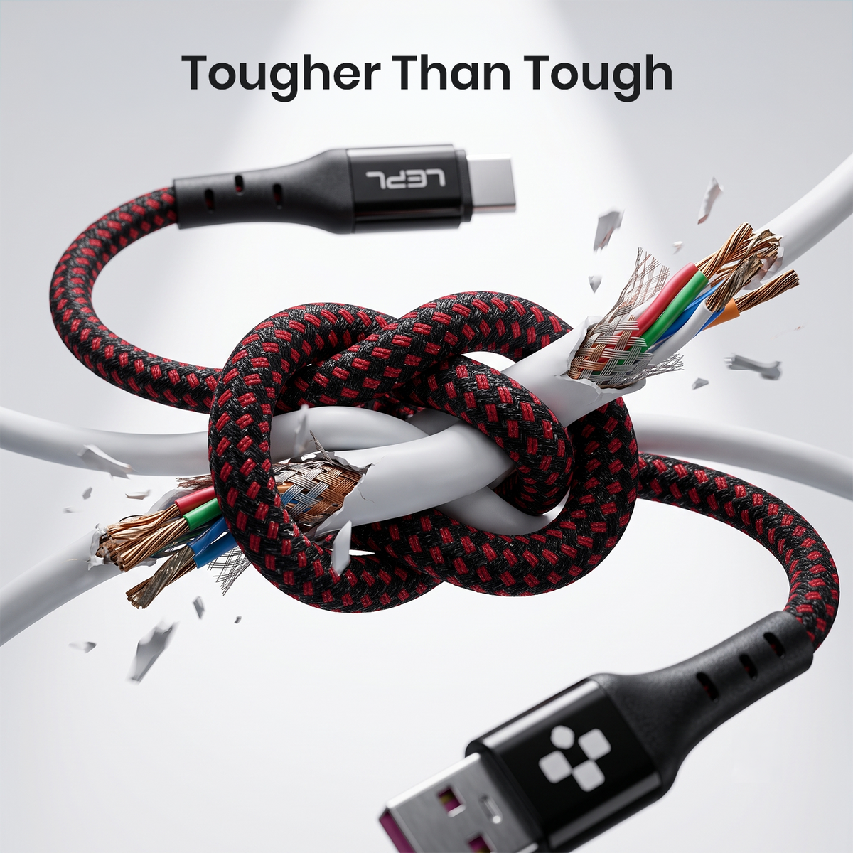 LEPL Volt AC10 65W USB Type-C Charging Data Cable, 1 Meter, Red & Black