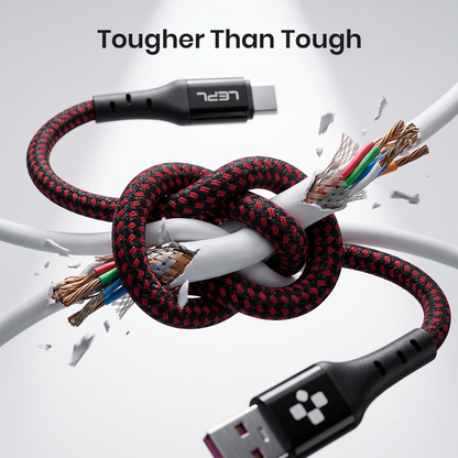 LEPL Volt AC10 65W USB Type-C Charging Data Cable, 1 Meter, Red & Black