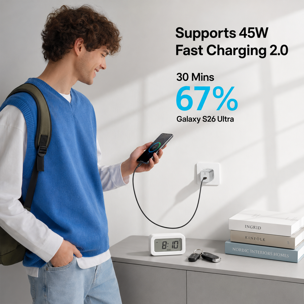 LEPL GaN Pro 45WAC 45W GaN Wall Charger, White