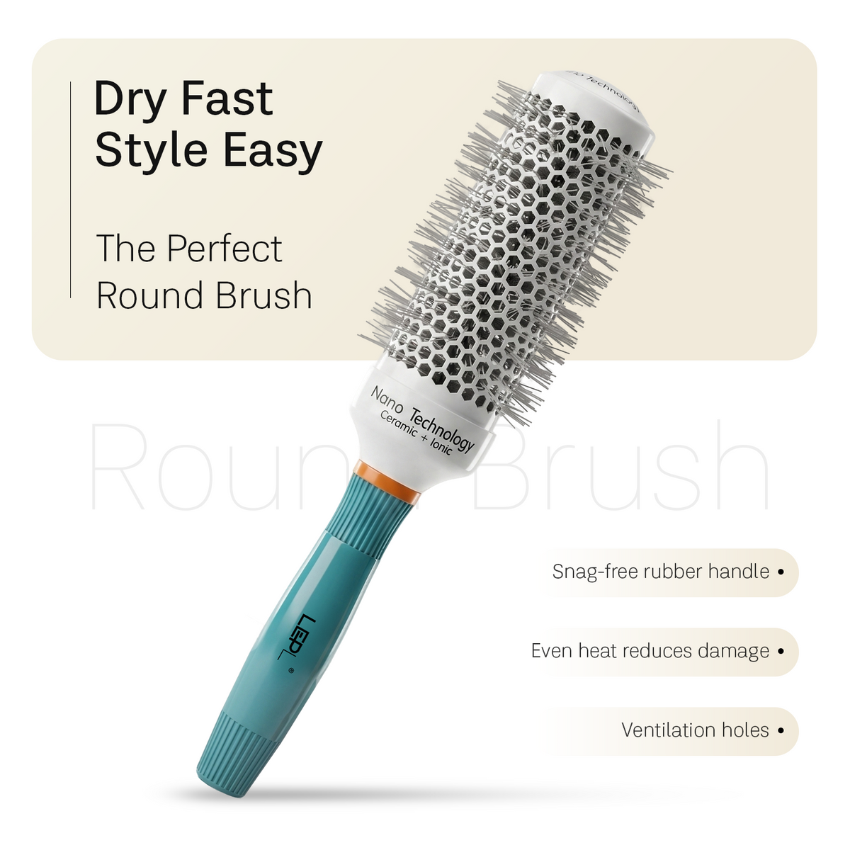 LEPL Ionic BlueWave Professional Round Hair Brush, 45mm, Blue & White