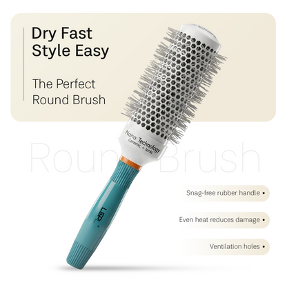 LEPL Ionic BlueWave Professional Round Hair Brush, 45mm, Blue & White