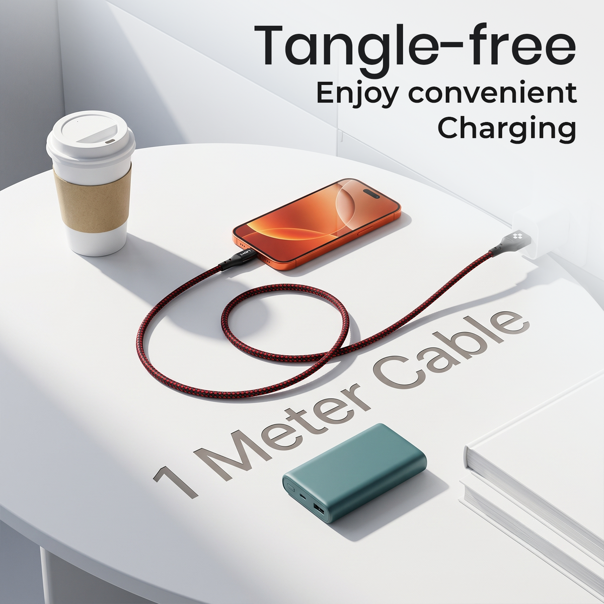 LEPL Volt AC10 65W USB Type-C Charging Data Cable, 1 Meter, Red & Black