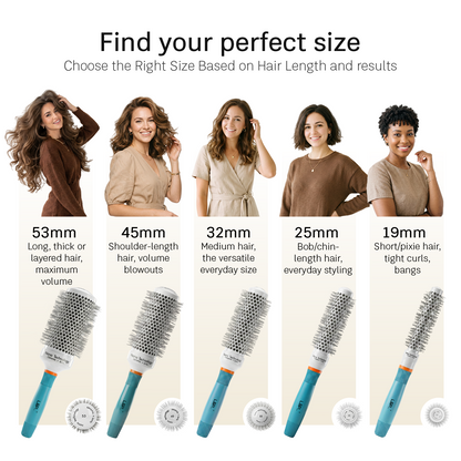 LEPL Ionic BlueWave Professional Round Hair Brush, 25mm, Blue & White