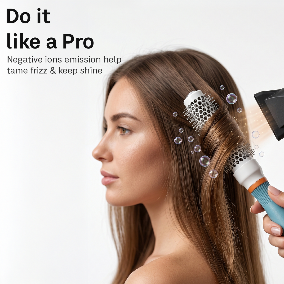 LEPL Ionic BlueWave Professional Round Hair Brush, 19mm, Blue & White