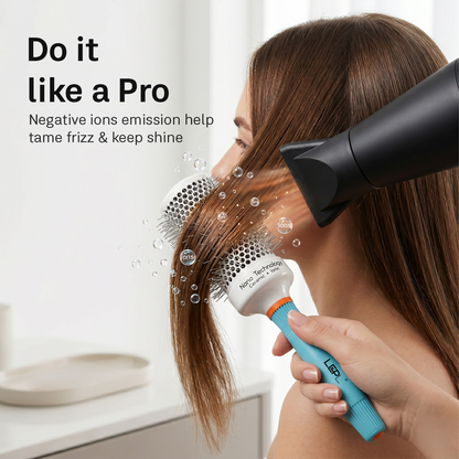 LEPL Ionic BlueWave Professional Round Hair Brush, 53mm, Blue & White
