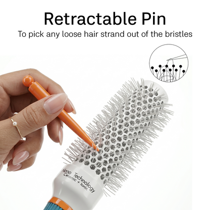 LEPL Ionic BlueWave Professional Round Hair Brush, 25mm, Blue & White