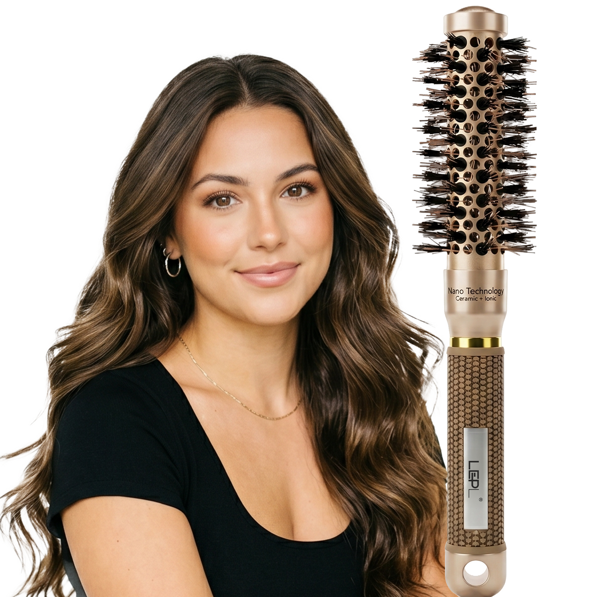 LEPL GoldFusion 25mm Professional Round Hair Brush, Blush Gold