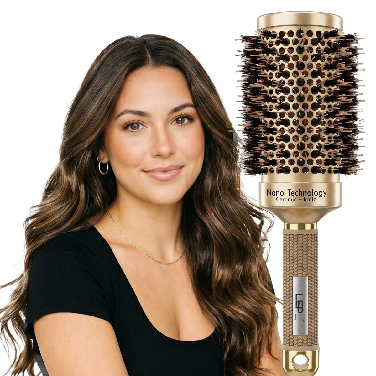 LEPL GoldFusion 53mm Professional Round Hair Brush, Blush Gold