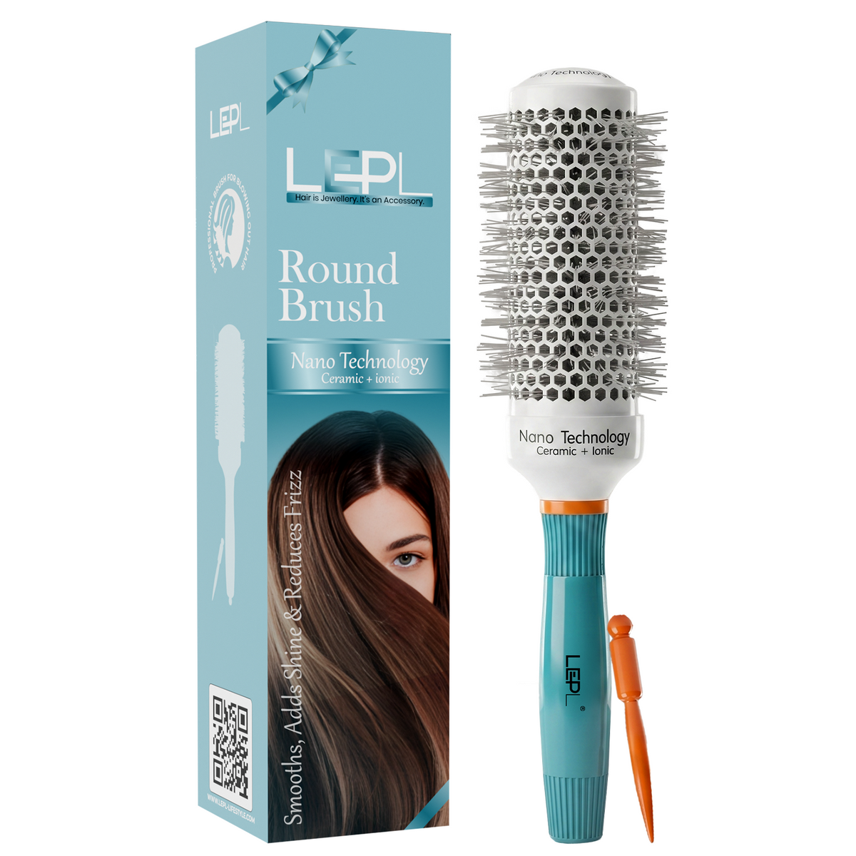 LEPL Ionic BlueWave Professional Round Hair Brush, 45mm, Blue & White