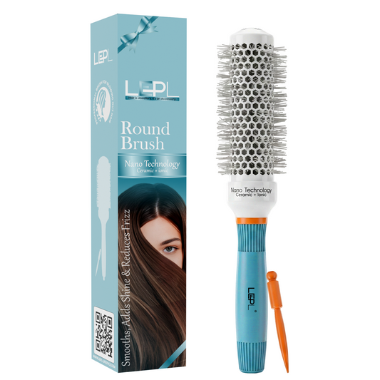 LEPL Ionic BlueWave Professional Round Hair Brush, 32mm, Blue & White