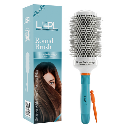 LEPL Ionic BlueWave Professional Round Hair Brush, 53mm, Blue & White