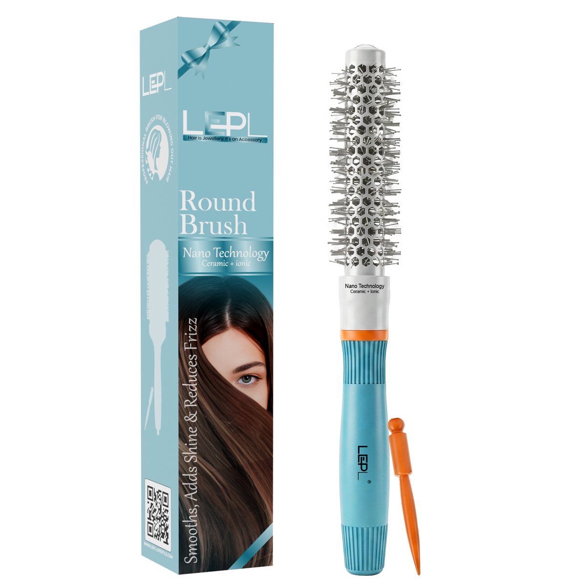 LEPL Ionic BlueWave Professional Round Hair Brush, 19mm, Blue & White