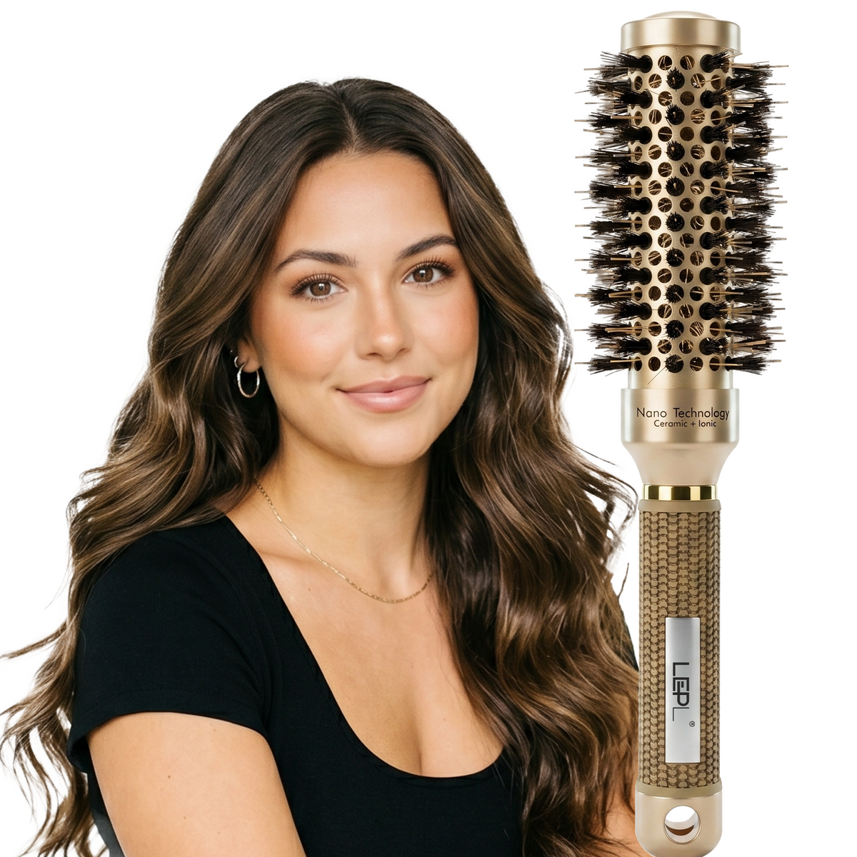 LEPL GoldFusion 32mm Professional Round Hair Brush, Blush Gold