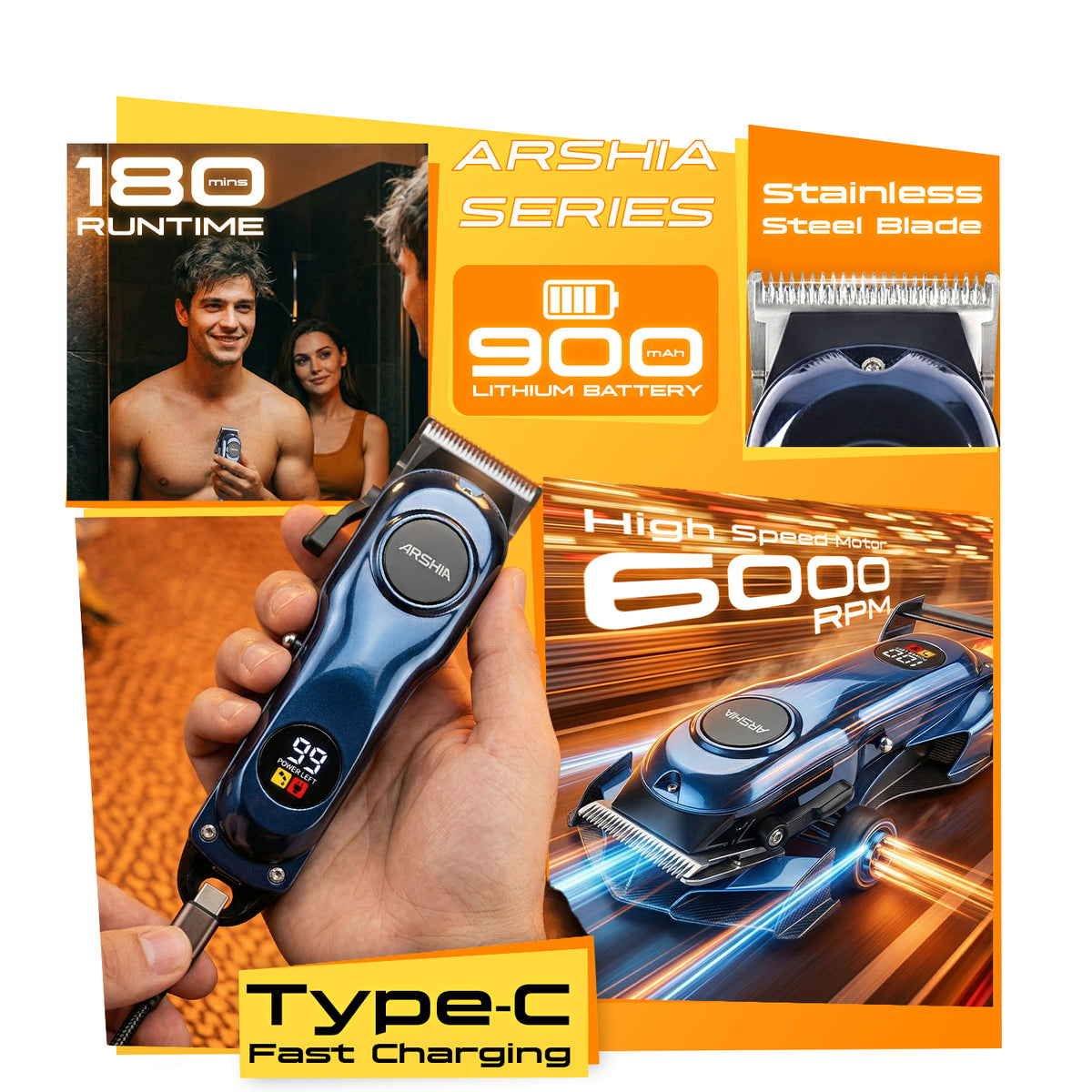 LEPL A-204 Professional Hair Clipper with 2 Years Warranty, Blue