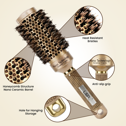 LEPL GoldFusion 45mm Professional Round Hair Brush, Blush Gold