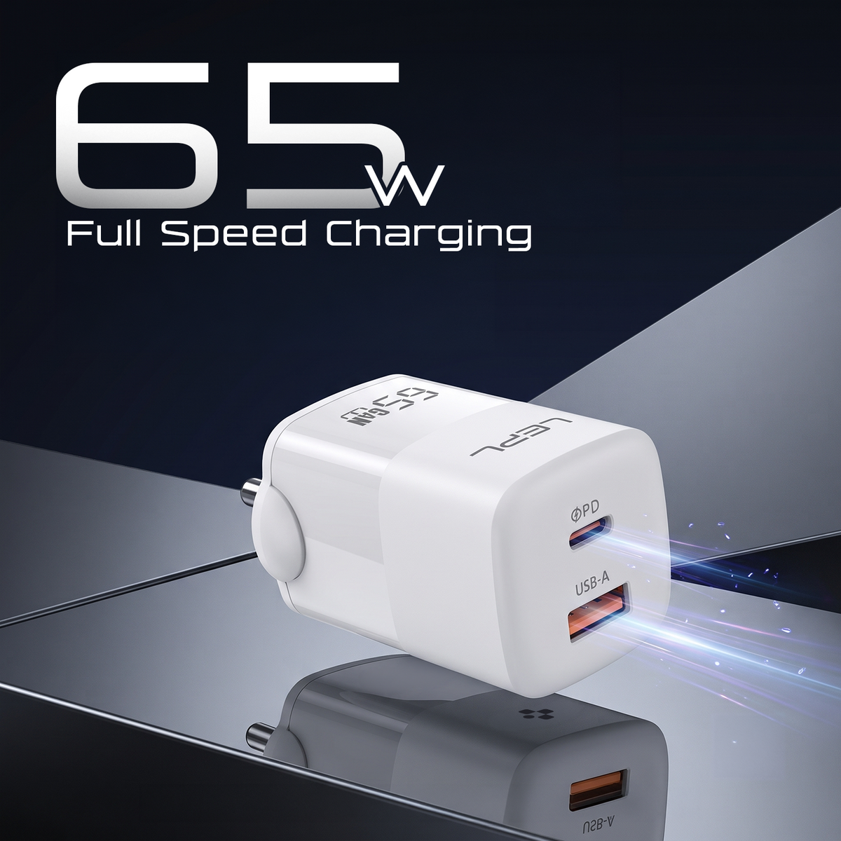 LEPL GaN Pro 65WAC 65W GaN Wall Charger, White