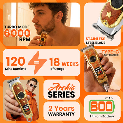 LEPL A-304 Professional Hair Trimmer with 2 Years Warranty, Gold