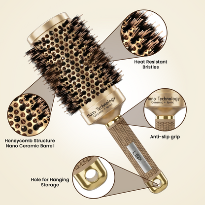 LEPL GoldFusion 53mm Professional Round Hair Brush, Blush Gold
