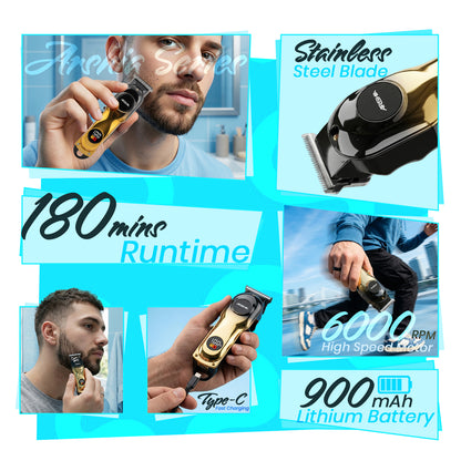 LEPL A-305 Professional Hair Trimmer with 2 Years Warranty, Gold & Black