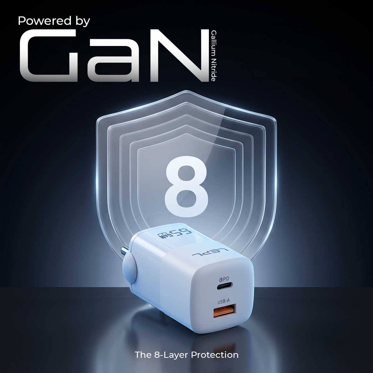 LEPL GaN Pro 65WAC 65W GaN Wall Charger, White