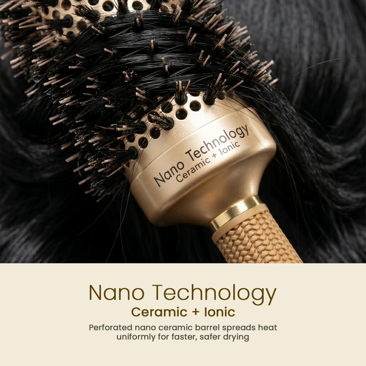 LEPL GoldFusion 53mm Professional Round Hair Brush, Blush Gold