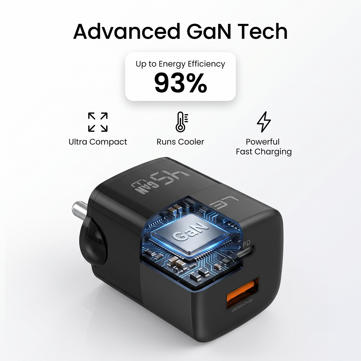 LEPL GaN Pro 45WAC 45W GaN Wall Charger, Black