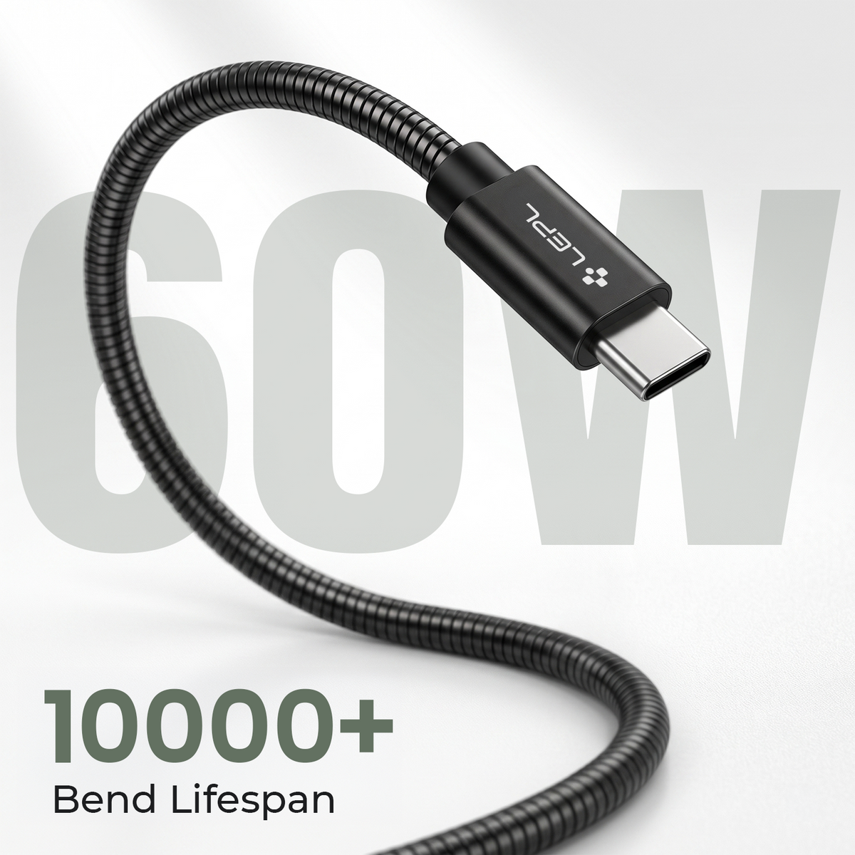 LEPL Shield CC12 60W USB Type-C to Type-C Charging Data Cable, 1.2 Meter, Black