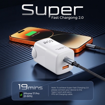 LEPL GaN Pro 65WAC 65W GaN Wall Charger, White