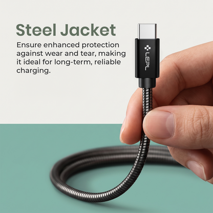 LEPL Shield CC12 60W USB Type-C to Type-C Charging Data Cable, 1.2 Meter, Black
