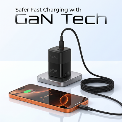 LEPL GaN Pro 65WAC 65W GaN Wall Charger, Black