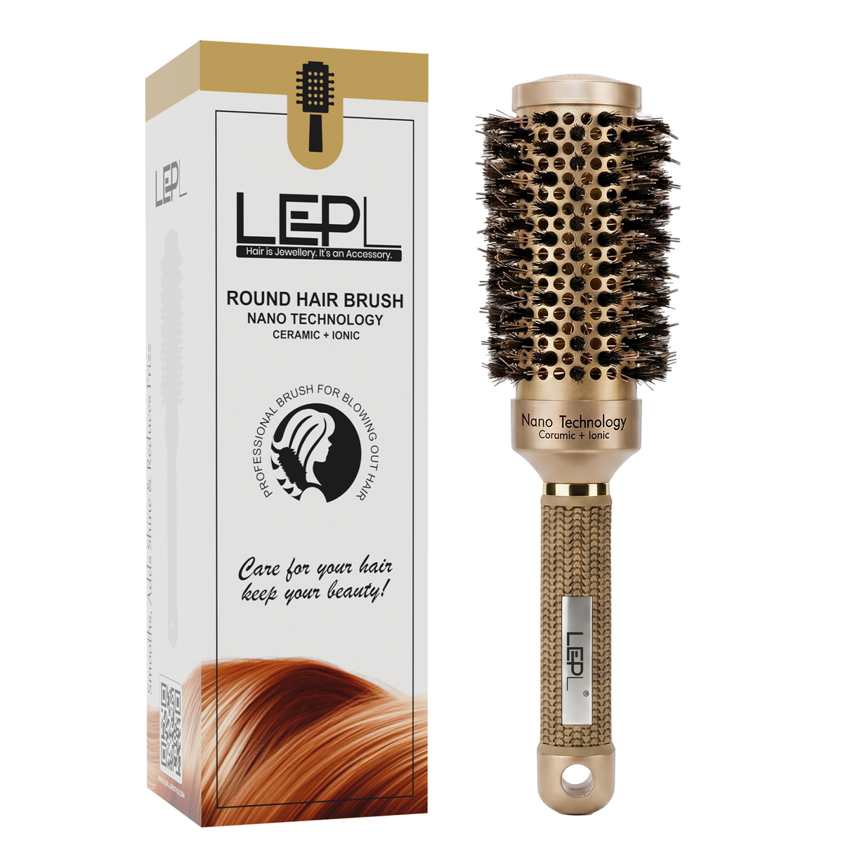 LEPL GoldFusion 45mm Professional Round Hair Brush, Blush Gold