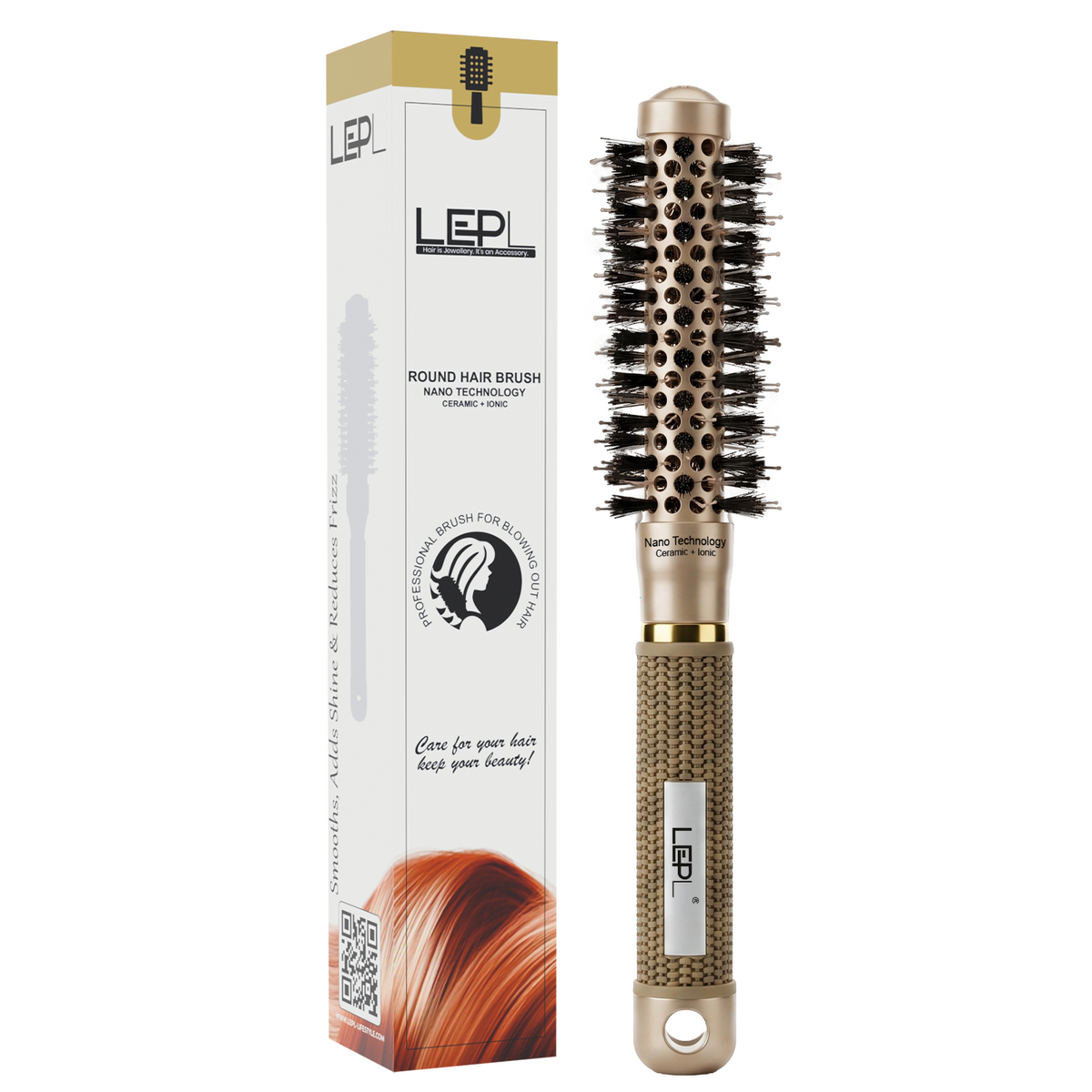 LEPL GoldFusion 19mm Professional Round Hair Brush, Blush Gold