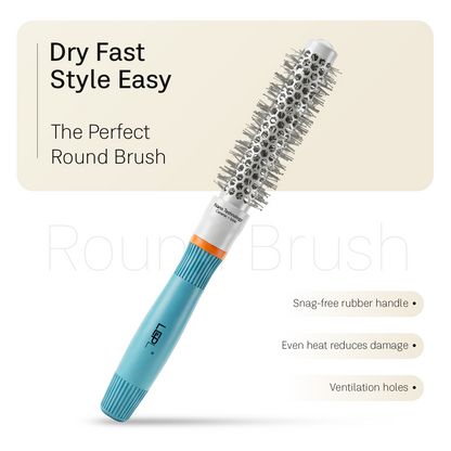 LEPL Ionic BlueWave 5-Piece Round Hair Brush Set, Blue & White