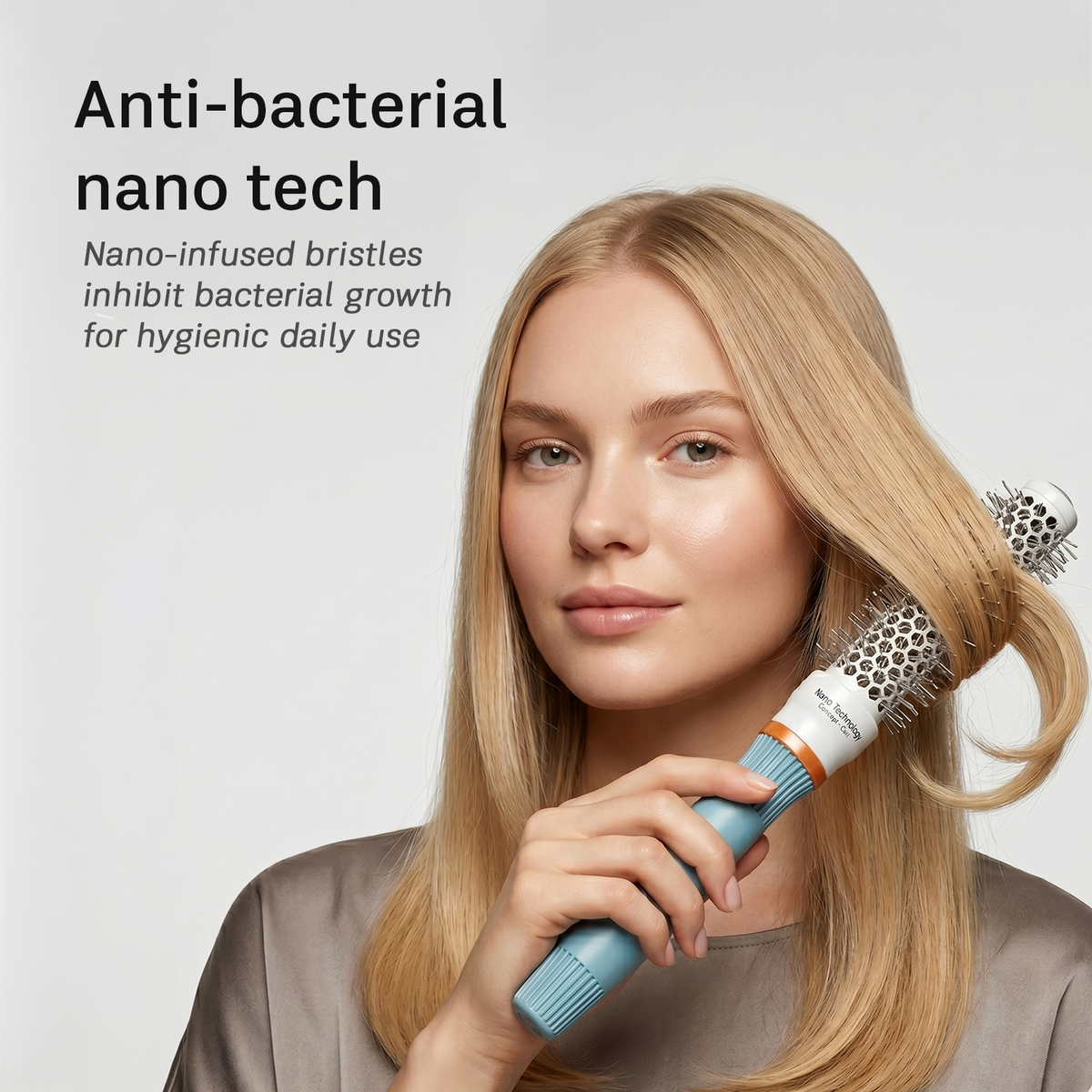 LEPL Ionic BlueWave 5-Piece Round Hair Brush Set, Blue & White