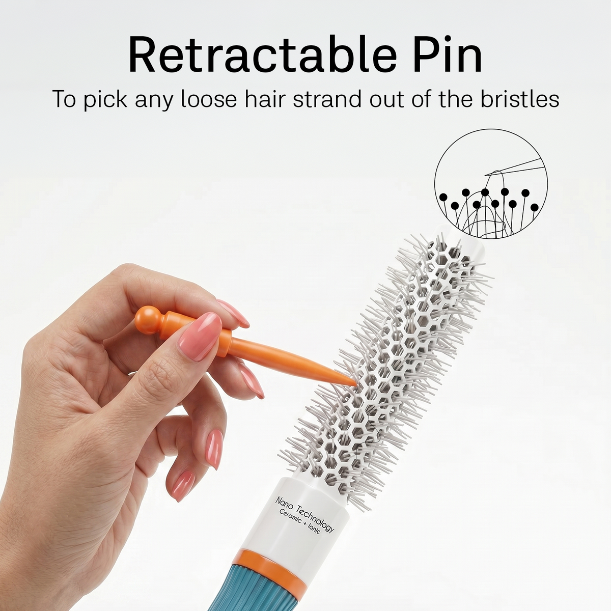 LEPL Ionic BlueWave 5-Piece Round Hair Brush Set, Blue & White