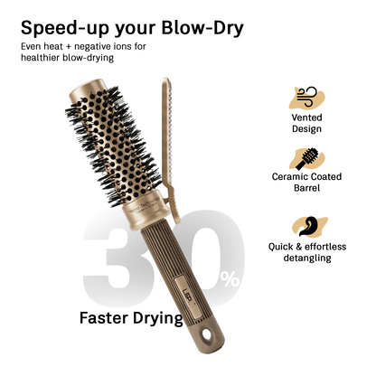 LEPL Pro Hold 32mm Round Hair Brush with Handheld Detangle Clip, Blush Gold