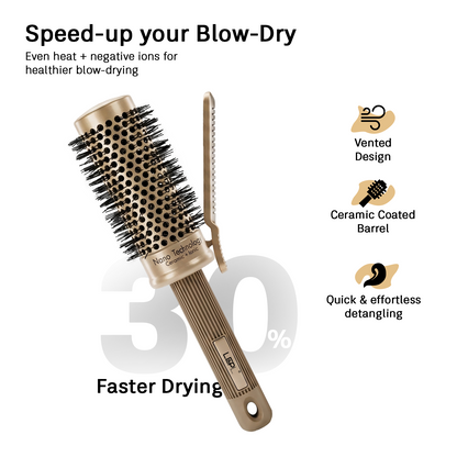 LEPL Pro Hold 45mm Round Hair Brush with Handheld Detangle Clip, Blush Gold