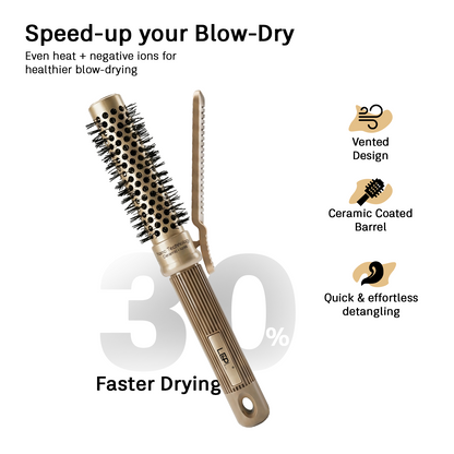 LEPL Pro Hold 4-Piece Round Hair Brush Set with Handheld Detangle Clip, Blush Gold