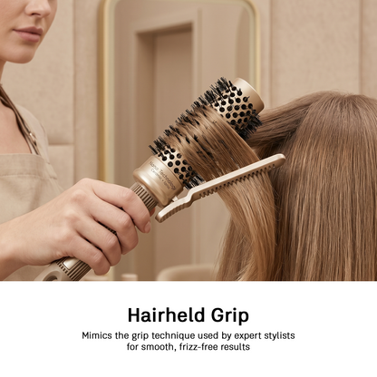 LEPL Pro Hold 32mm Round Hair Brush with Handheld Detangle Clip, Blush Gold